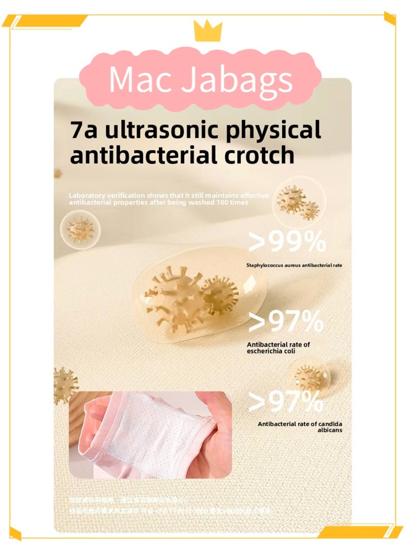 ماك جاباجز Mac Jabags المضادة للبكتيريا القطن الخالص الفئة A الملابس الداخلية الرسوم المتحركة رباعة الزوايا الملابس الداخلية الفتيات الزوايا المسطحة السراويل القصيرة الملابس الداخلية الأطفال - 4 ملابس - Image 5